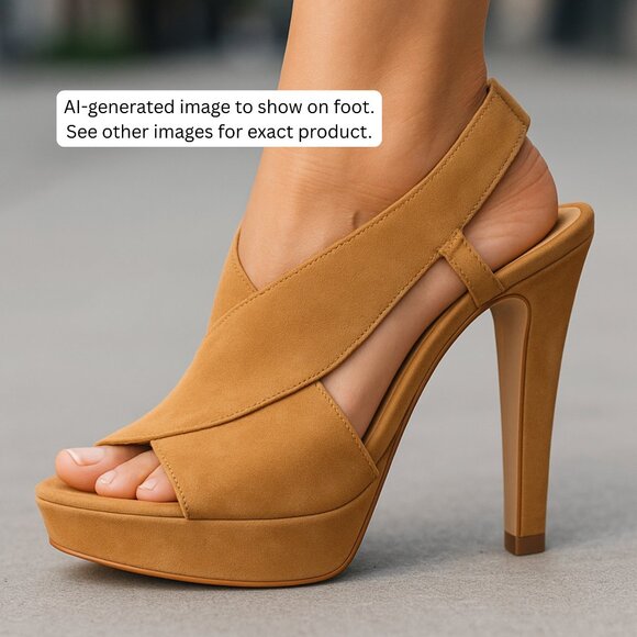 DvF Zia Camel Suede Platform Criss Cross Sandal | 4.5" Heel; 3” Pitch| Sz 8.5 - Picture 4 of 16